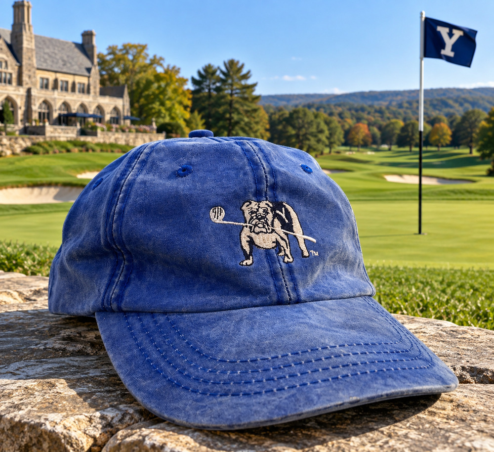 Yale Bulldogs Golf Hat Cap Blue Strapback Sun Faded Town Talk Dad Hat One Size